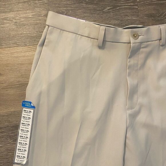NWT Mens Haggar Cool 18 Pro Classic Fit Pants Tan Sz 38x29L - Picture 3 of 8